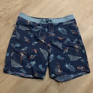 Patagonia Wavefarer Board Shorts Swim Trunks Mens Size 36 Currents Tidepool Blue